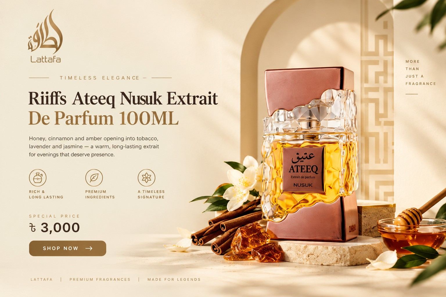 Riiffs Ateeq Nusuk Extrait De Parfum 100ML — special price ৳3,000, shop now